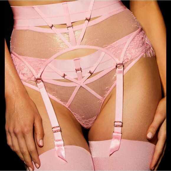 Honey Birdette Belinda Pink Garter Belt - M - Picture 11 of 15
